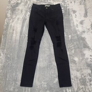 Levi's 711 Jeans Women's Size‎ 26 Skinny Black Distressed Ripped